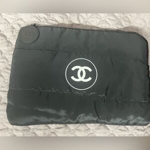 Black Quilted Pouch with Logo
